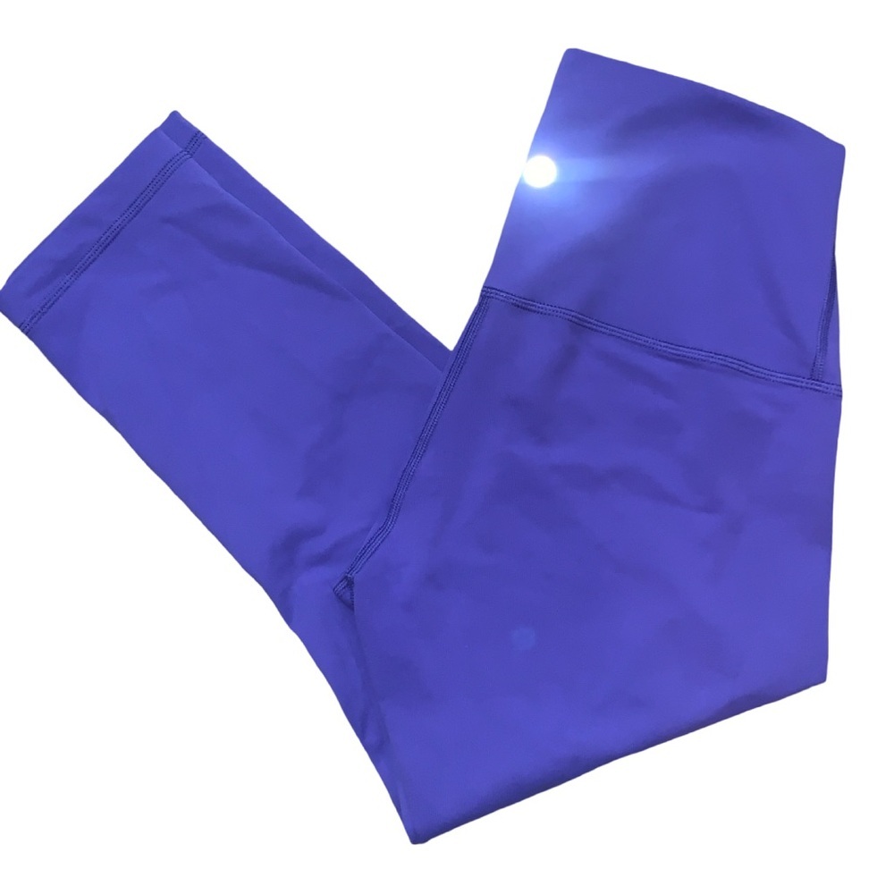 Lululemon Wunder Under Crop Fold Over Hi-Rise Super thick Purple Leggings Sz 4